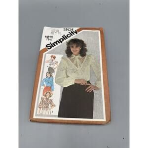 Vintage Simplicity 5303 Blouse Pattern Size 18 20 Uncut 80s Ruffle Top